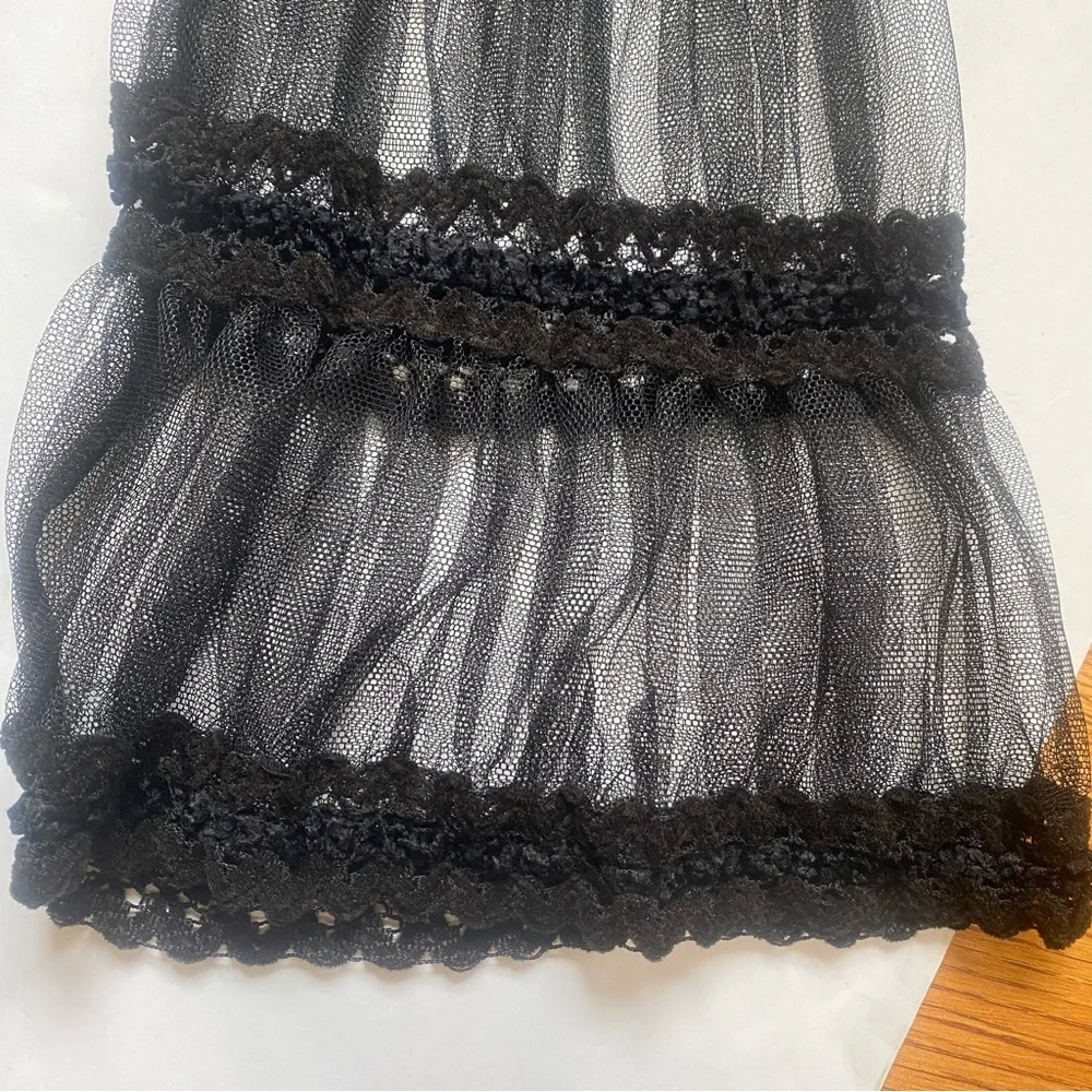 Anne Fontaine Black Sheer Lace Tiered-Sleeve Top - Picture 5 of 5